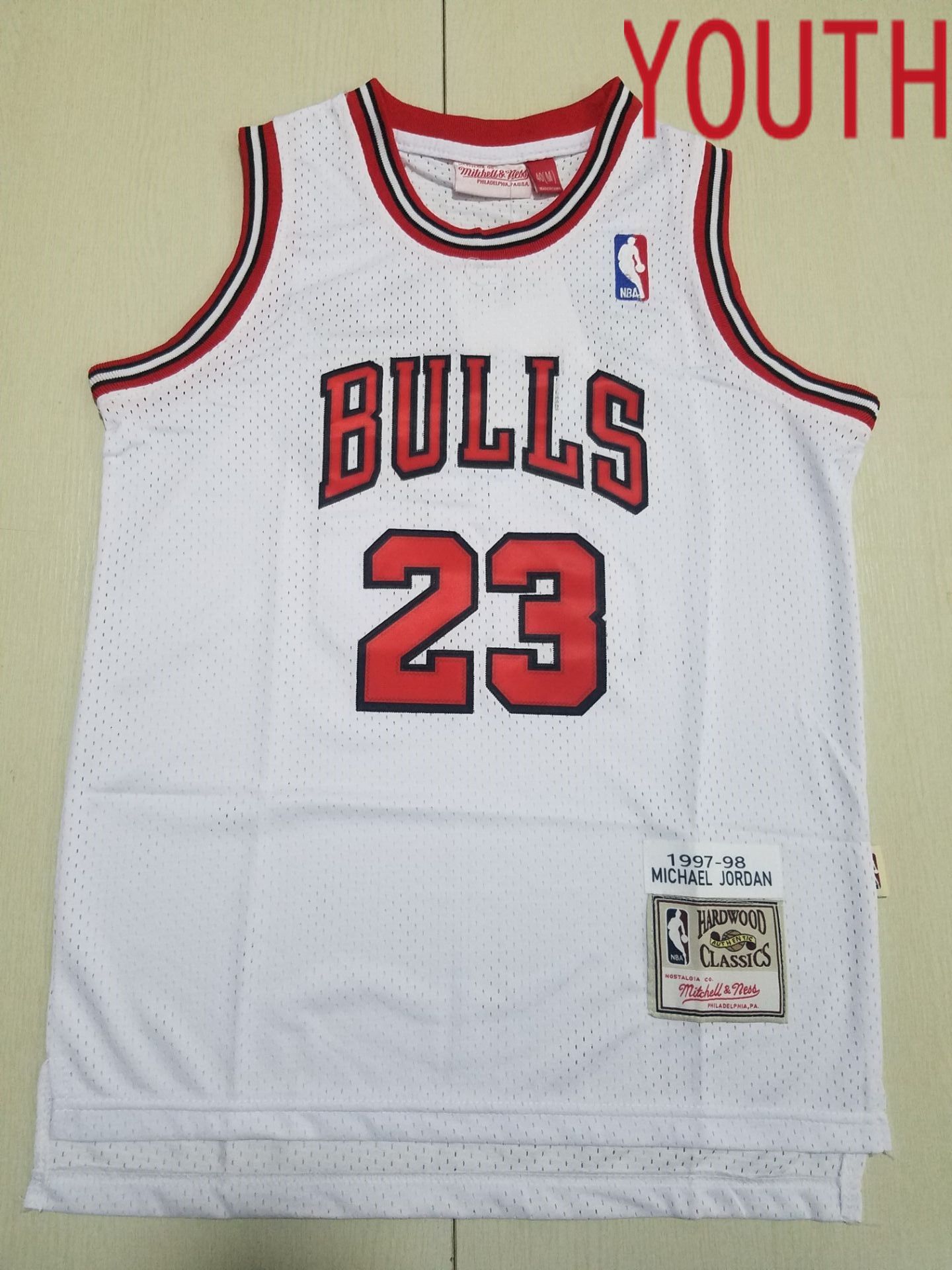 Youth Chicago Bulls 23 Jordan White Throwback 2022 NBA Jersey